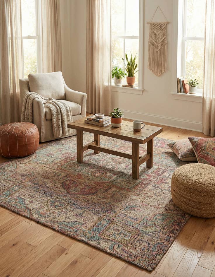 Detail image of 7' 10 x 7' 10 Chenille Jute Square Rug