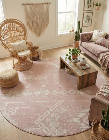 10' 8 x 10' 8 Easy-Clean Bohemian Indoor / Outdoor Round Rug