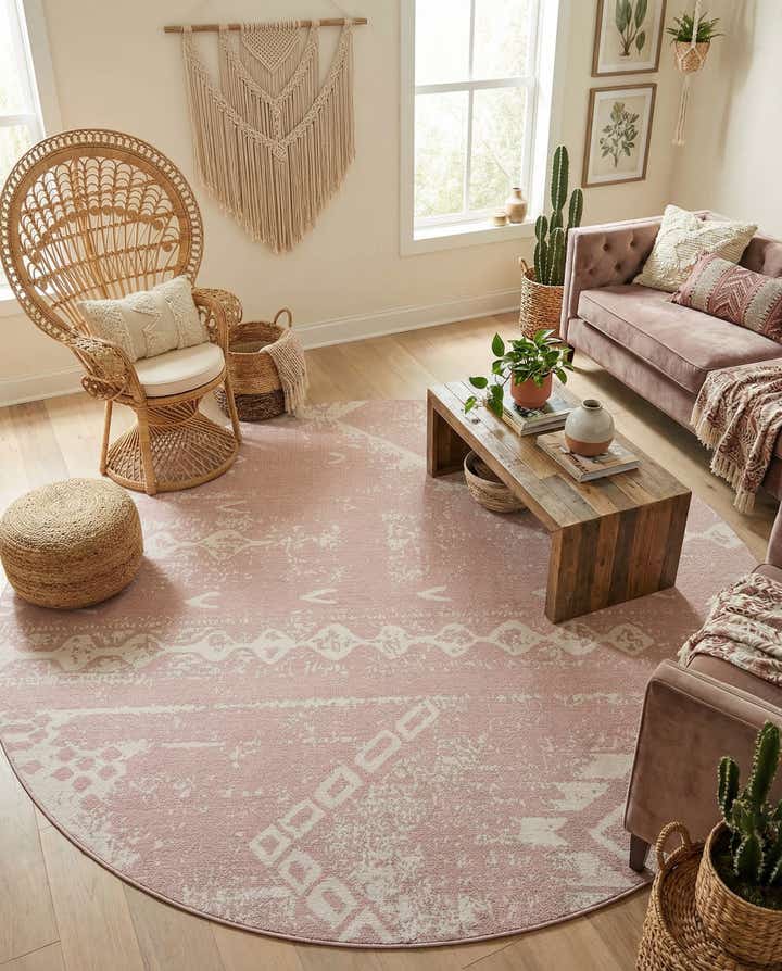 10' 8 x 10' 8 Easy-Clean Bohemian Indoor / Outdoor Round Rug