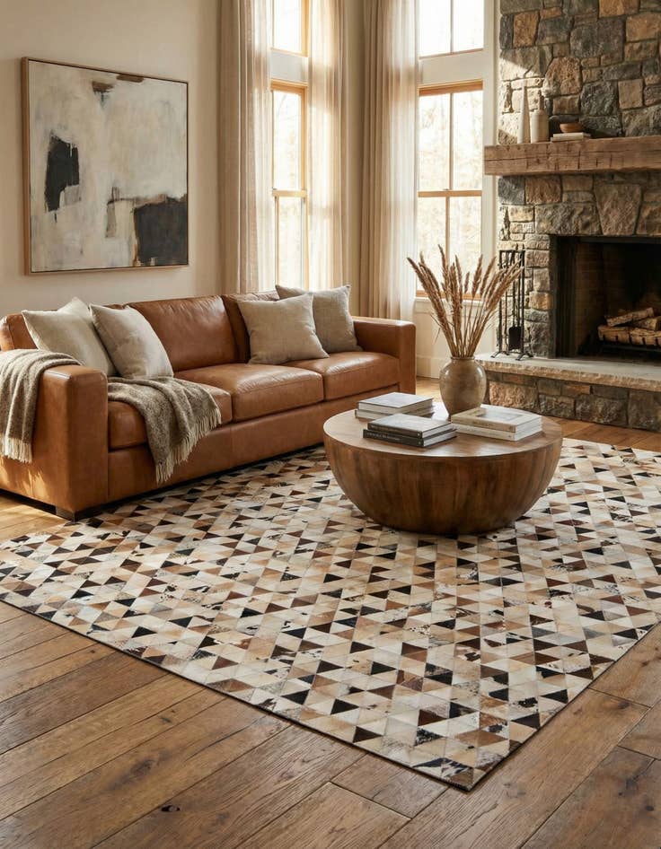 Detail image of 8' x 9' 10 Cowhide - Patchwork Rug