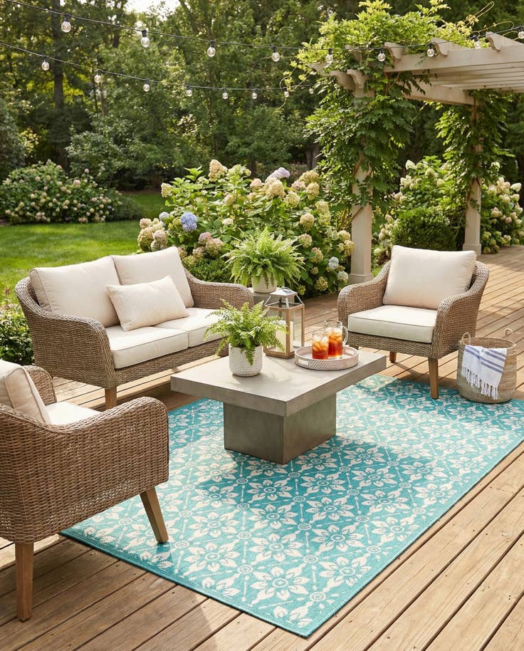 Detail image of 6' x 9' Easy-Clean Lattice Indoor / Outdoor Rug