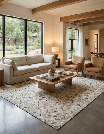 8' 1 x 9' 5 Cowhide Leather Rug
