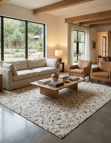 8' 1 x 9' 5 Cowhide Leather Rug