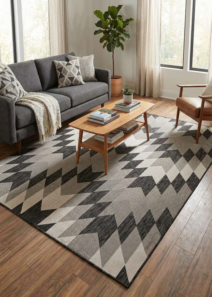 6' x 9' Easy-Clean Modern Indoor / Outdoor Rug