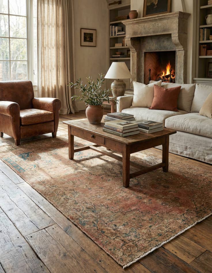 Detail image of 4' 3 x 7' 6  Hand Knotted Ultra Vintage Persian Wool Rug