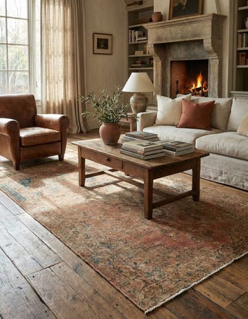 4' 3 x 7' 6 Hand Knotted Ultra Vintage Persian Wool Rug