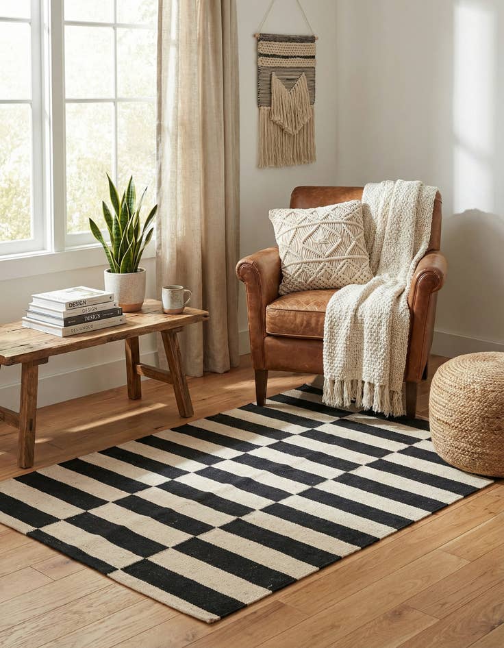 Detail image of 2' 8 x 3' 10  Hand Woven Kilim Modern Wool Rug