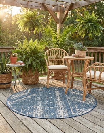 4' x 4' Easy-Clean Bohemian Indoor / Outdoor Round Rug