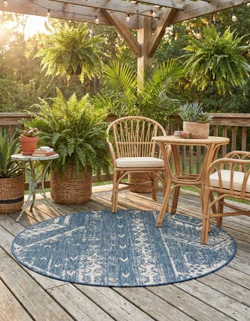 4' x 4' Easy-Clean Bohemian Indoor / Outdoor Round Rug