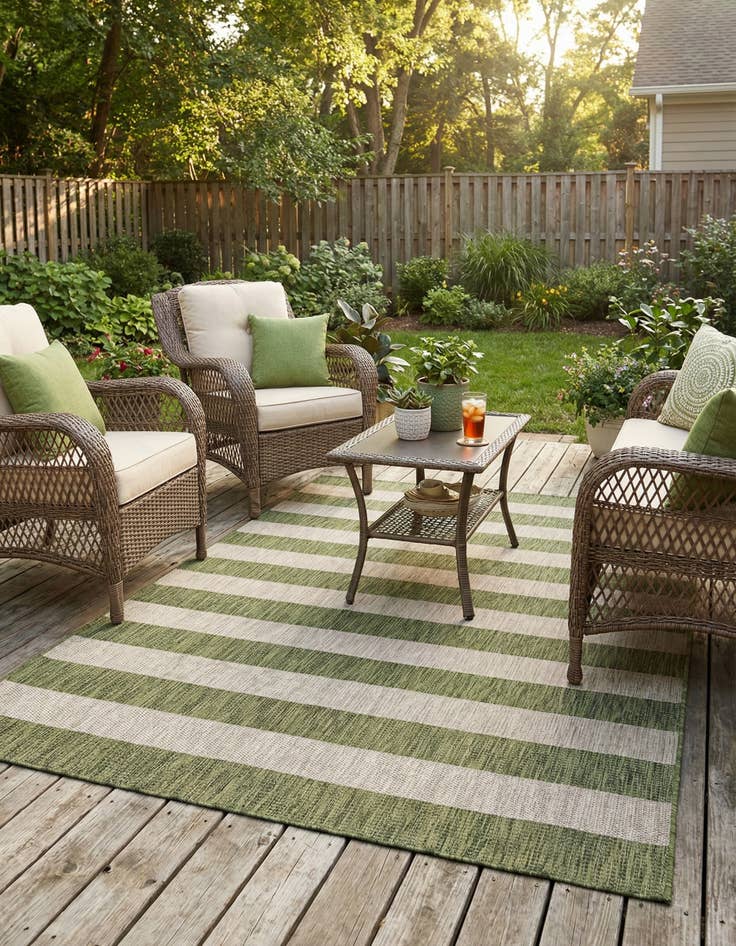 Detail image of 7' 10 x 11'  Washable Striped Indoor / Outdoor Rug