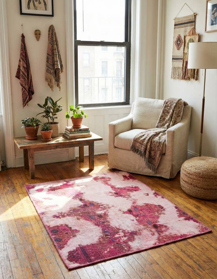 Detail image of 3' x 3' 7  Hand Knotted Ultra Vintage Persian Wool Square Rug