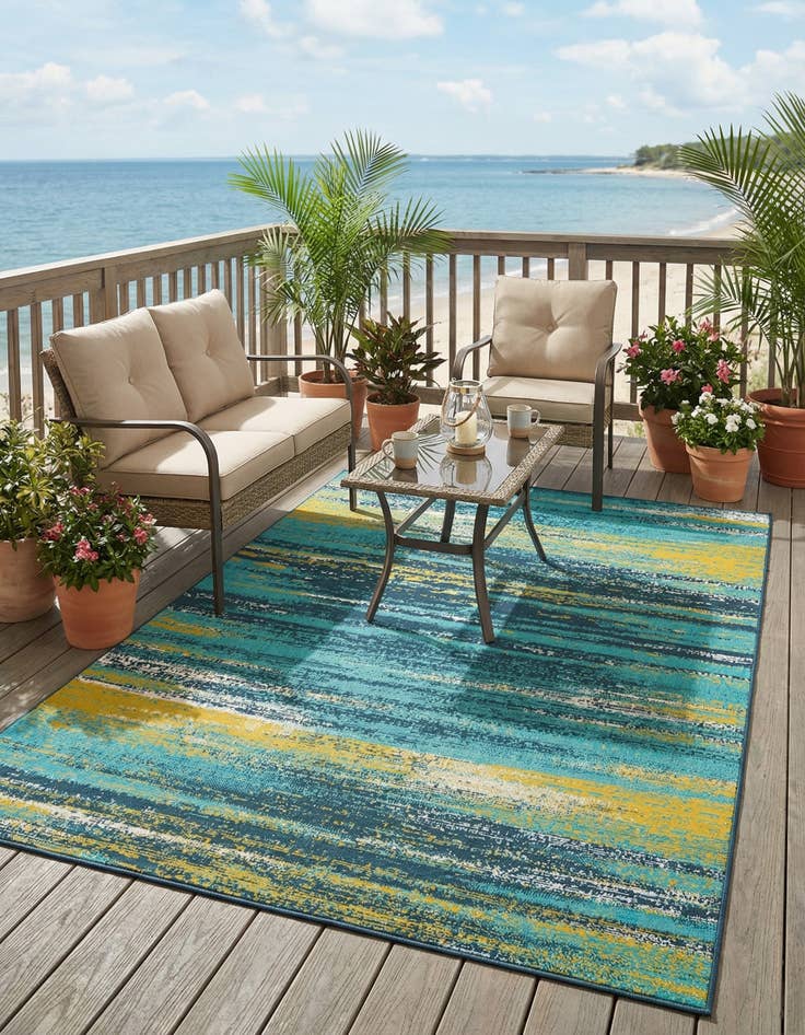 Detail image of 6' x 9'  Washable Coastal Indoor / Outdoor Rug