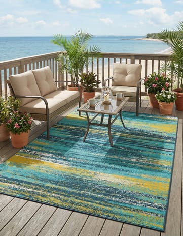 6' x 9' Easy-Clean Coastal Indoor / Outdoor Rug