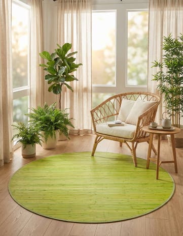 Green Bamboo Round Rug
