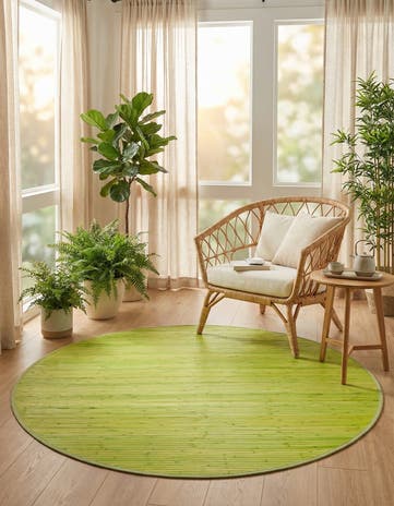 Green Bamboo Round Rug