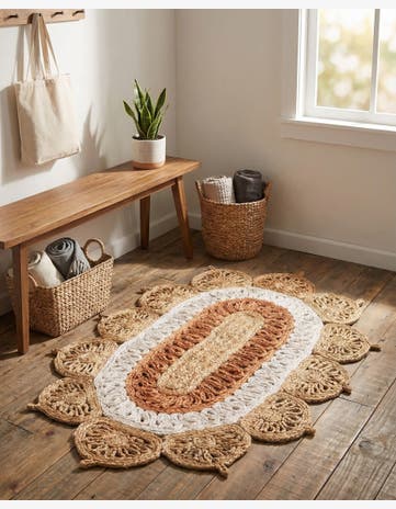2' x 3' 1 Handmade Braided Jute Oval Rug