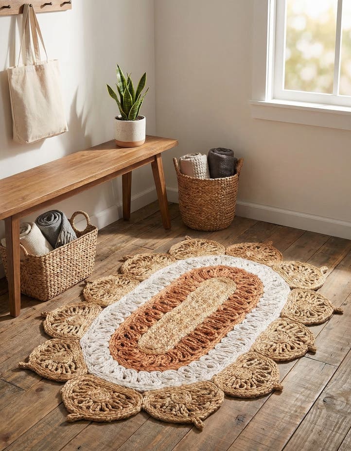 2' x 3' 1 Handmade Braided Jute Oval Rug