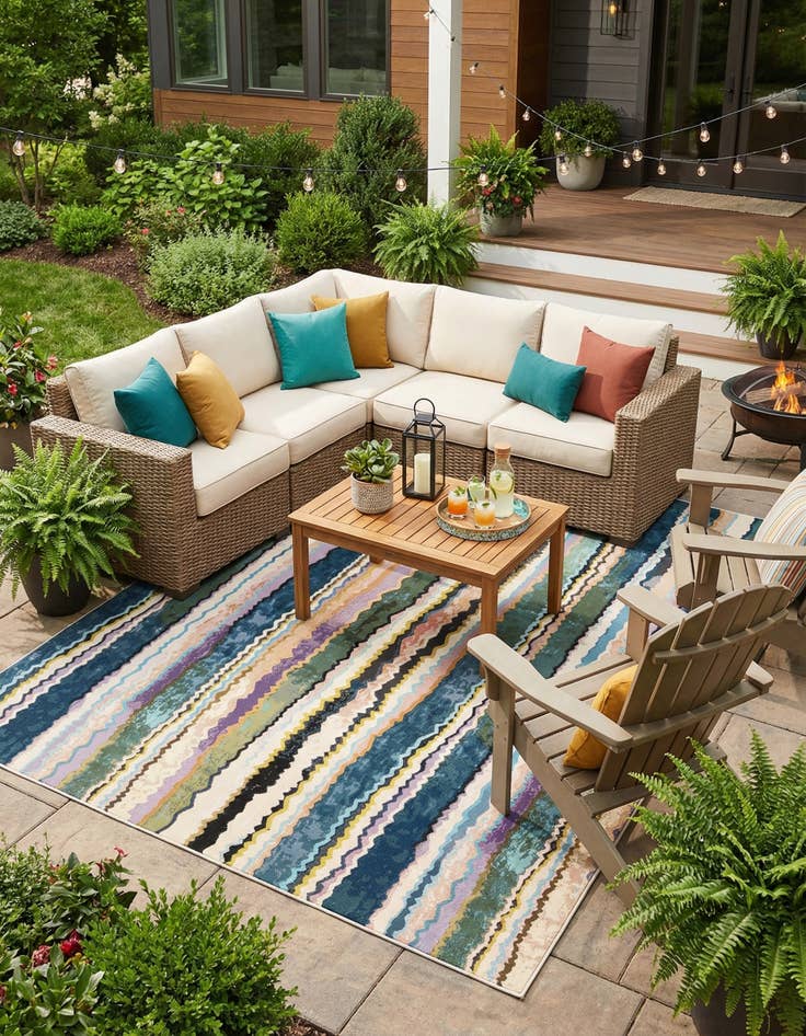 Detail image of 10' x 14'  Washable Modern Indoor / Outdoor Rug