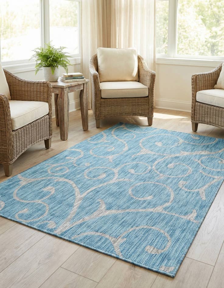 Detail image of 4' x 6' Easy-Clean Botanical Indoor / Outdoor Rug