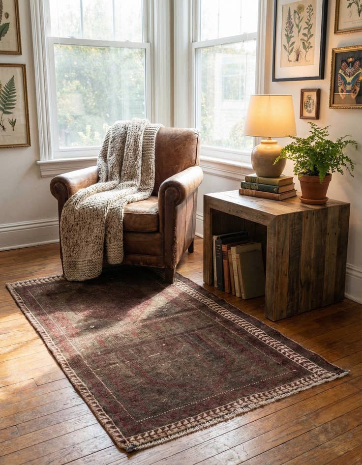 Detail image of 2' 7 x 4' 5  Hand Knotted Ultra Vintage Persian Wool Rug