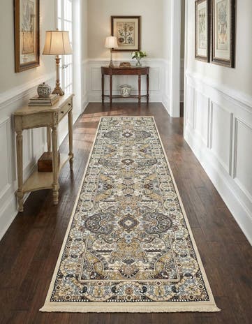 Ivory Nain Design Runner Rug
