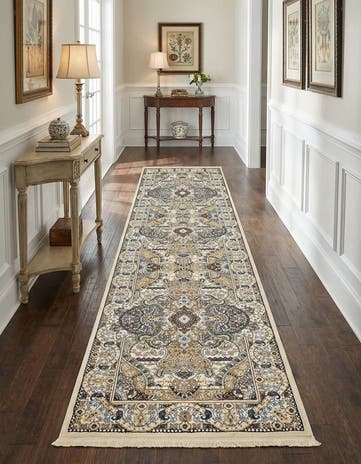 Ivory Nain Design Runner Rug