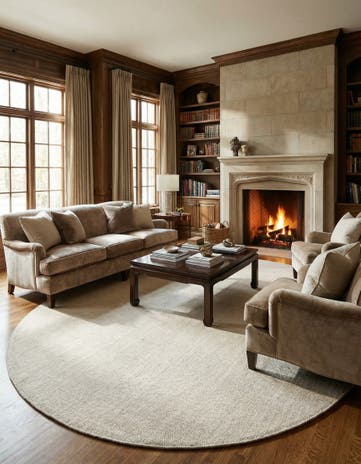 Vanilla Bean Hand Woven Jill Zarin English Manor Wool Oval Rug