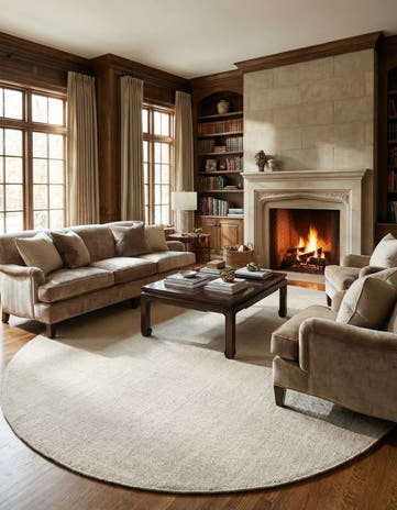 Vanilla Bean Hand Woven Jill Zarin English Manor Wool Oval Rug