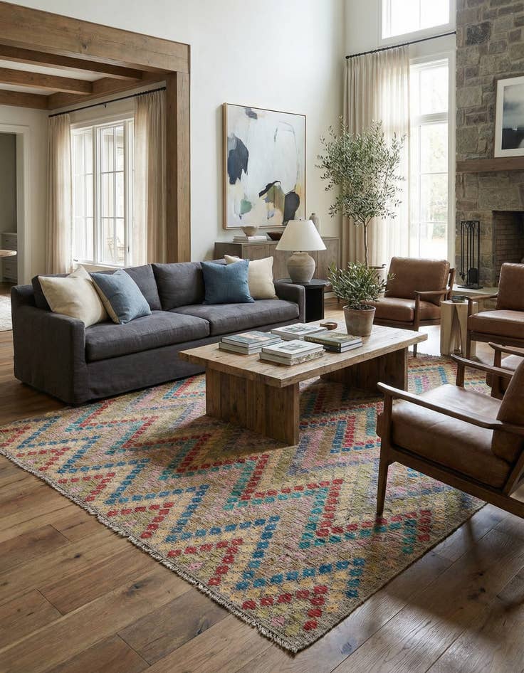 Detail image of 8' 10 x 11'  Hand Woven Kilim Modern Wool Rug