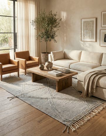 6' 4 x 9' 8 Hand Knotted Moroccan Wool Rug