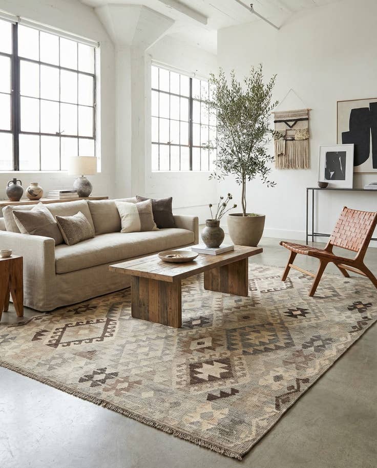 Detail image of 5' 9 x 7' 11 Hand Woven Kilim Maymana Wool Rug