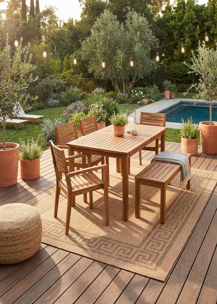 7' x 9' 7 Easy-Clean Border Indoor / Outdoor Rug