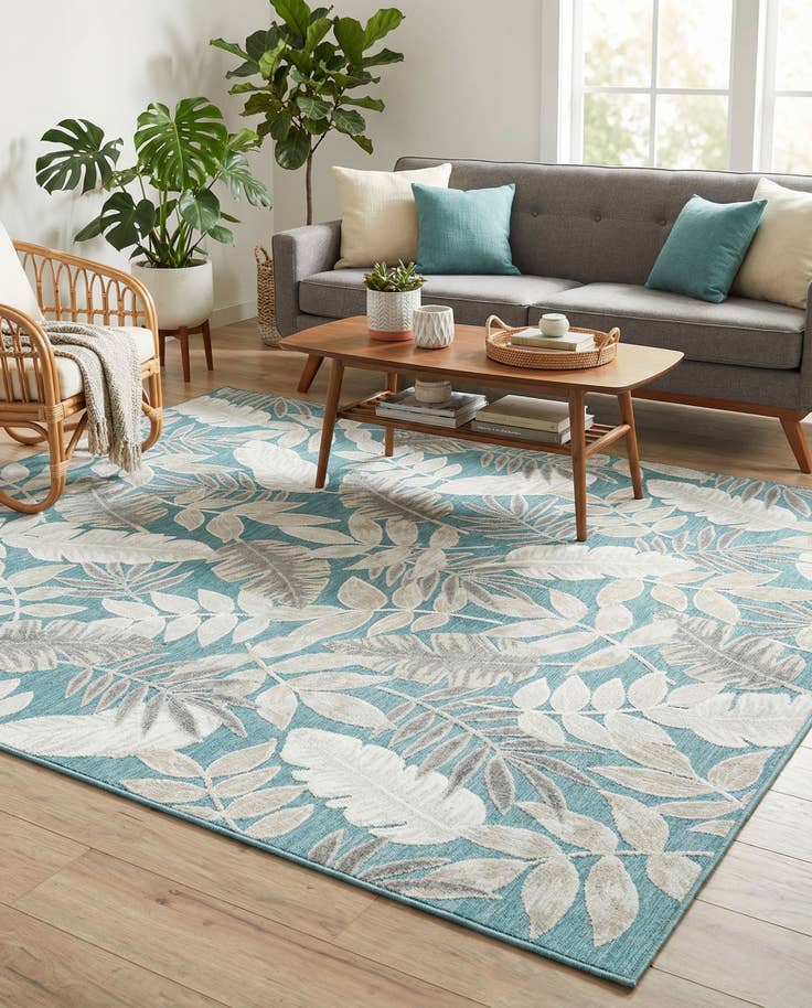 Detail image of 8' 2 x 10' Easy-Clean Botanical Indoor / Outdoor Rug