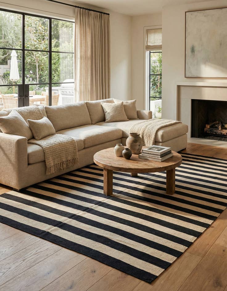 Detail image of 6' 9 x 9' 3  Hand Woven Kilim Modern Wool Rug