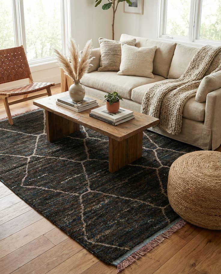 Detail image of 5' 2 x 7' 4 Hand Knotted Moroccan Wool Rug