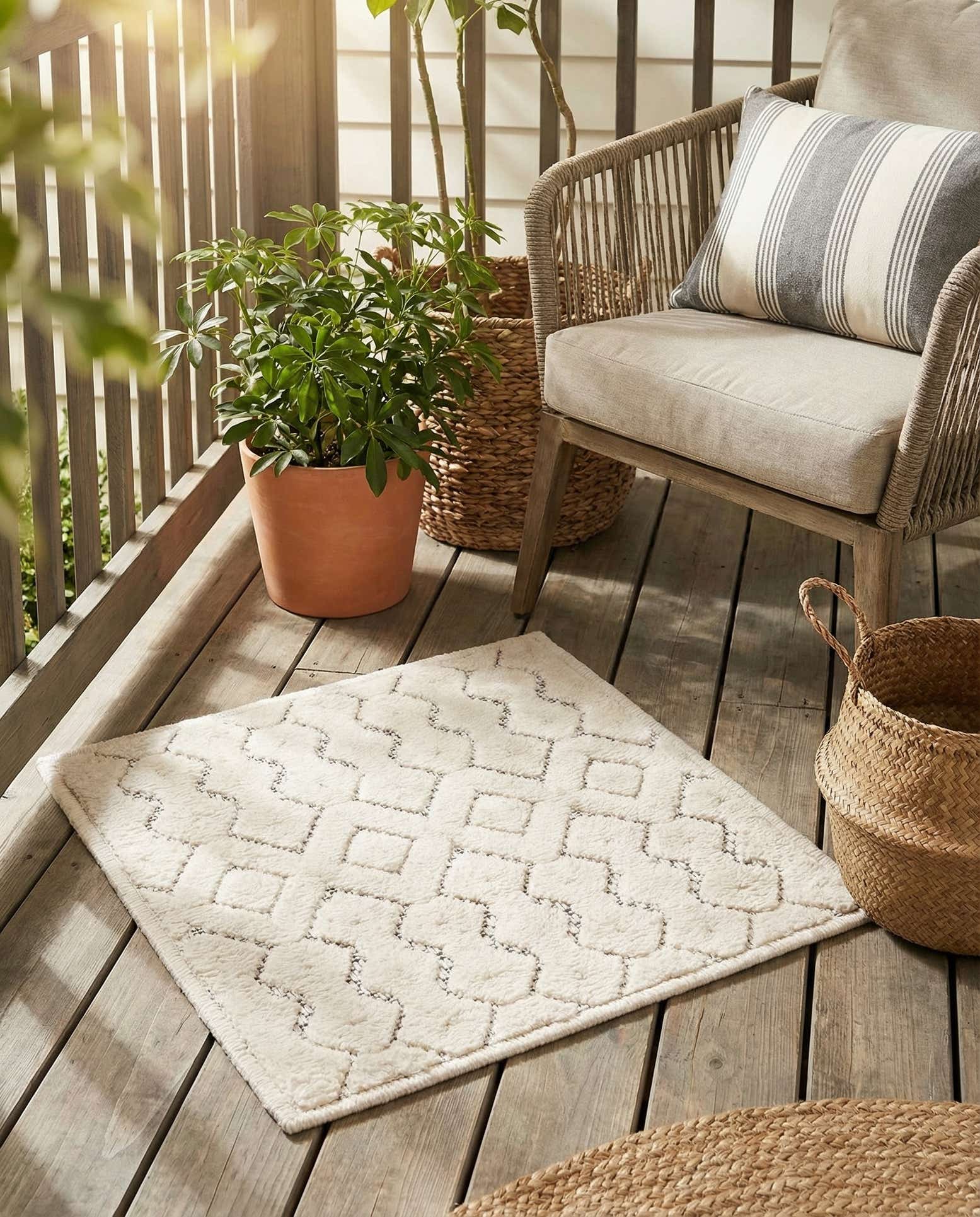 1' 4 x 1' 4 Easy-Clean Trellis Textured Indoor / Outdoor Sample Rug