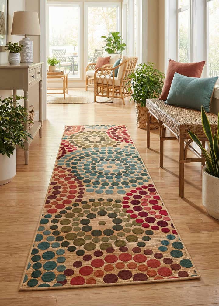 2' 7 x 9' Easy-Clean Modern Indoor / Outdoor Runner Rug