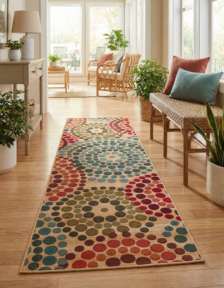 Detail image of  2' 7 x 9'  Washable Modern Indoor / Outdoor Runner Rug