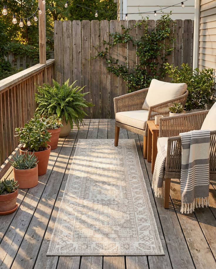 Detail image of 2' x 8' Easy-Clean Aztec Indoor / Outdoor Runner Rug