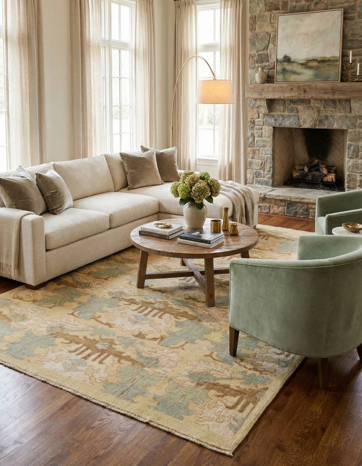 Detail image of 8' 6 x 12' 7  Hand Knotted Oushak Wool Rug