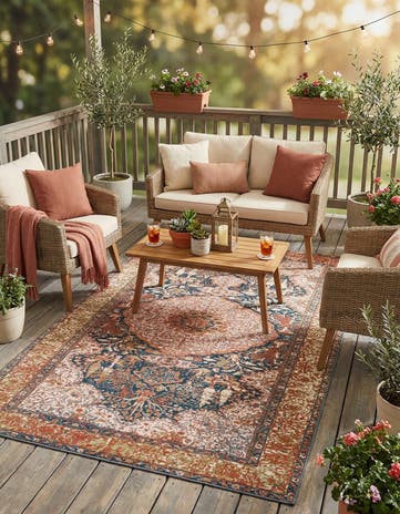5' 3 x 8' Easy-Clean Traditional Indoor / Outdoor Rug