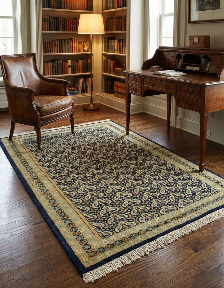 Detail image of 4' 2 x 5' 7  Hand Knotted Bokhara Oriental Wool Rug