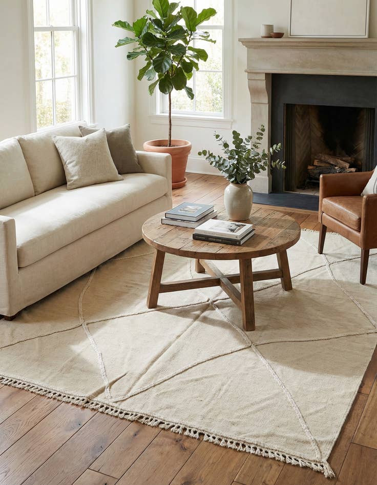 Detail image of 5' x 6' 5 Hand Woven Kilim Modern Wool Rug