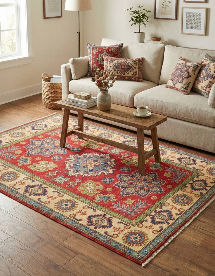 Detail image of 3' 10 x 5' 9  Hand Knotted Kazak Rug