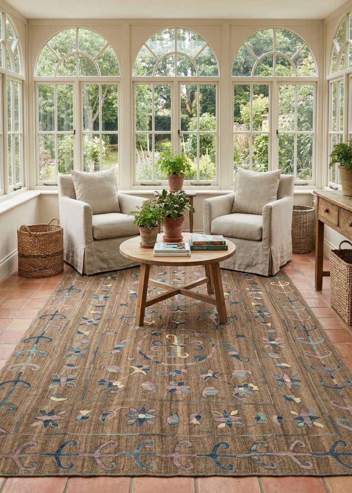 6' 6 x 9' 6 Hand Knotted Kilim Suzani Wool Rug