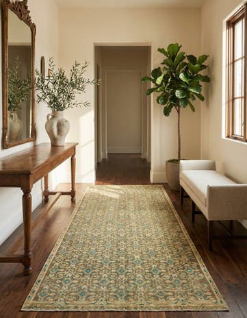 4' 9 x 9' 3 Hand Knotted Ultra Vintage Persian Wool Runner Rug