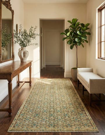 4' 9 x 9' 3 Hand Knotted Ultra Vintage Persian Wool Runner Rug