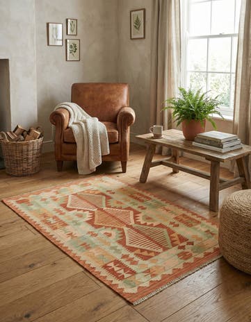 3' 2 x 5' Hand Woven Kilim Waziri Wool Rug