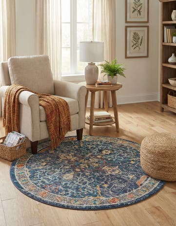 Navy Blue Lola Round Rug