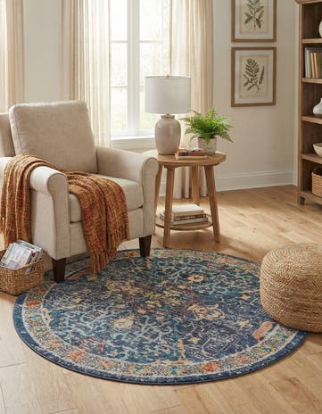 Navy Blue Lola Round Rug